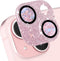 CloudValley HD Tempered Metal Matte Glass Camera Lens Protector for iPhone 15/15 Plus, Glitter Pink, Case Friendly.