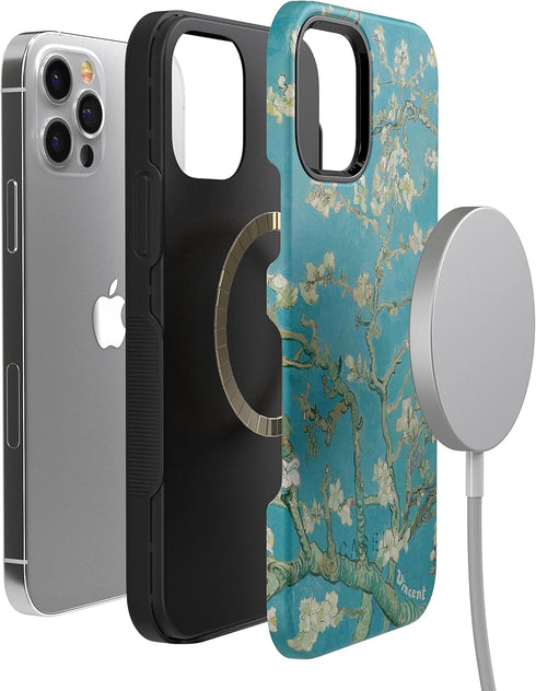 Casely iPhone 12/12 Pro Floral Case, Compatible with MagSafe, Van Gogh Almond Blossom Phone Case