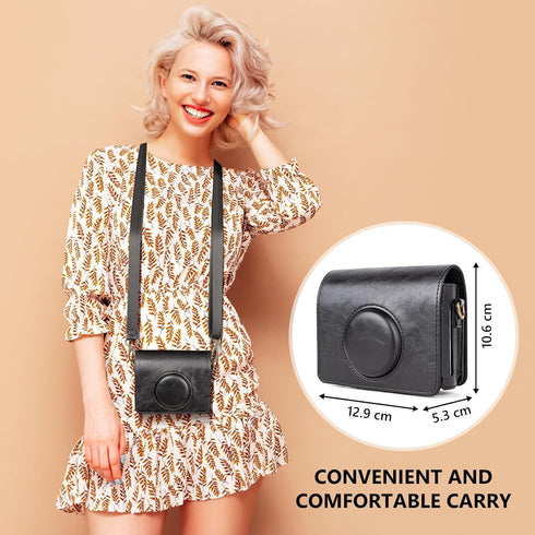 Mini EVO Camera Case, Vintage Leather Case Compatible with Fujifilm Instax Mini EVO, Fuji Instax Mini EVO Cover with