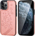 Vaburs iPhone 12 Pro Max Case Wallet with Card Holder, Embossed Butterfly Pattern PU Leather, Shockproof Cover, Rose