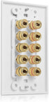 Cable Matters Speaker Wire Wall Plate (Speaker Wall Plate, Banana Plug Wall Plate) for 5 Speakers in White