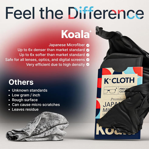 Koala Lens Cleaning Cloth, Japanese Microfiber Glasses Cleaning Cloths for Eyeglasses, Camera Lens, VR/AR Headset (Pack