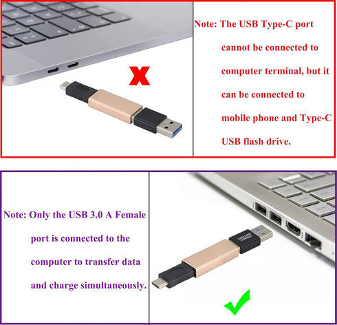 USB 3.0 to Type C Adapter, Female USB Type C to Male USB 3.0 A Converter for USB Port PC, Laptops, Power Banks