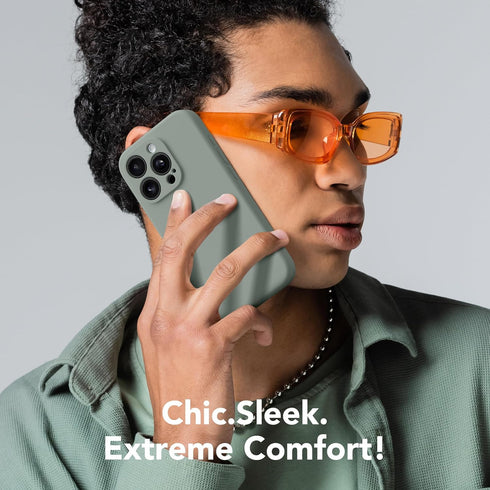 Calke Green iPhone 15 Pro Case - Magnetic, MagSafe Compatible, Silicone Shockproof, Full Camera Protection & 2 Screen