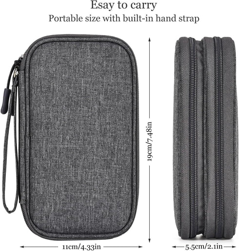 Electronic Organizer Travel Cable Accessories Bag, Electronic Organizer Case, Waterproof Electronic Accessories Organizer Bag for Power Bank, Charging Cords, USB Cable (Dark Gray) by CAOODKDK