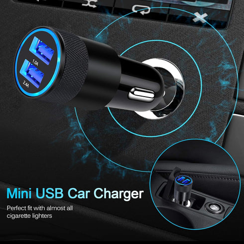 2Pack Fast Car Charger, 3.4A Dual Port USB Adapter for iPhone 14 13 12 11 Pro Max SE XR XS X 8 7 6 6S Plus, Samsung