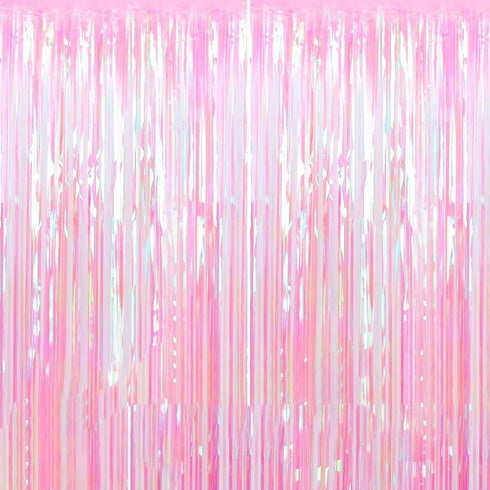 Dazzle Bright 2 Pack Backdrop Curtain, 3FT x 8FT Metallic Tinsel Foil Fringe Curtains for Baby Shower Party Background