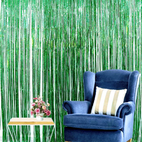 Iridescent Foil Fringe Curtains for Rainforest Jungle Theme Party Supplies, 2 Packs (W) 3.28*(H) 6.56 Ft