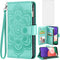 Asuwish Wallet Case for Samsung Galaxy A22 5G/Celero 5G - Flip Card Holder, Tempered Glass Protector, Green.