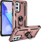 Military Grade Shockproof Case for Oneplus 9 5G, Armor Heavy Duty with 360 Metal Rotating Ring Kickstand (Rose Gold)