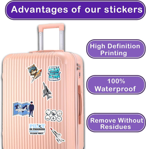 50 PCS Plane Pilot Wing Stickers, Waterproof Vinyl Decals for Laptop, Water Bottle, Gifts for Teens Adults