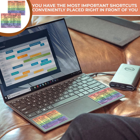 SYNERLOGIC Windows + Word/Excel Quick Reference Guide Keyboard Shortcut Stickers, No-Residue Vinyl (Rainbow)
