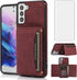 Asuwish Phone Case for Samsung Galaxy S21 5G 6.2 inch Wine Red Wallet Cover with Tempered Glass Protector & PU Leather