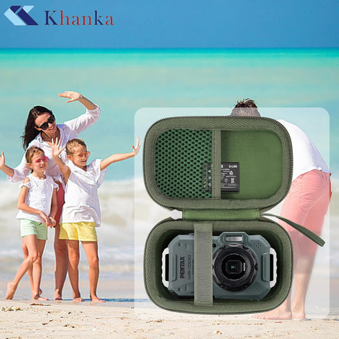 khanka Hard Travel Case for PENTAX WG-1000 Waterproof Digital Compact Camera - Case Only - Green