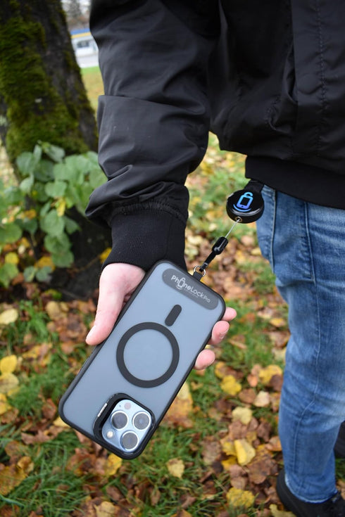 PhoneLockPro Retractable Anti-Theft Phone Holder with Belt Clip Durable Stainless Steel and Zinc Alloy Perfect