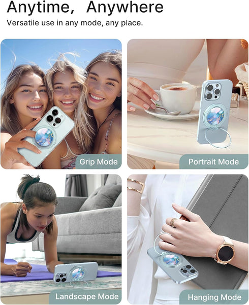 Typecase Magnetic Phone Grip Holder: Adjustable Finger Ring Kickstand with MagSafe Adapter Ring, Compatible with iPhone