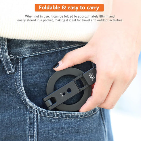 VRIG 1/4" MG-23 Magnetic Phone Tripod Mount for iPhone, Foldable Metal Phone Holder with Double Screw Holes and Cold