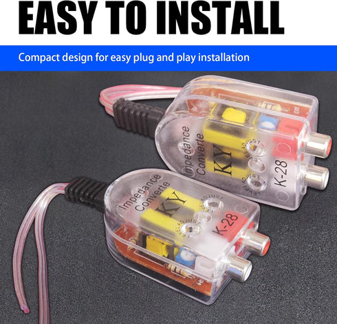 2 PCS Car High Frequency to Low Frequency Output Converter - Speaker Output to RCA Audio Signal Adapter