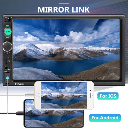 Podofo Car Stereo 2 Din 7 Inch MP5 Player, HD Touch Screen Bluetooth Multimedia, USB SD Aux-in, Double Din Autoradio