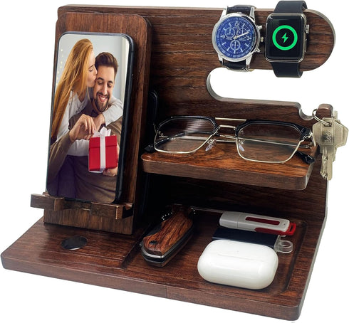 VEIYAILU Gifts for Men Boyfriend Him Brother Nightstand Organizer Gifts for Dad from
