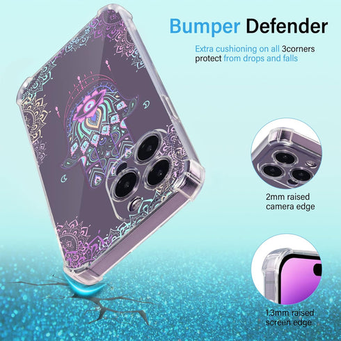 Roemary Eyes Case for iPhone 13 - Lucky Hand Design with Screen Protector, Soft TPU Protective Case