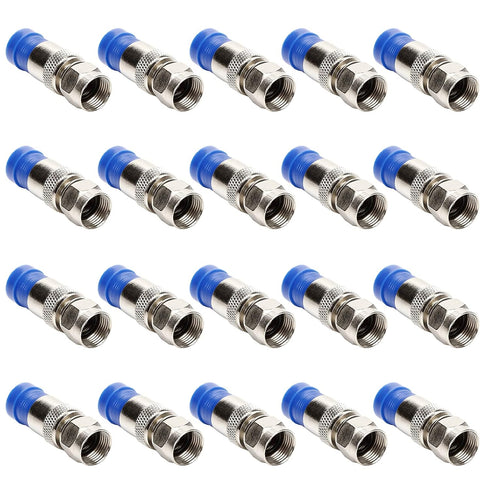 RG6 Compression F Type Straight Antenna Cable Connector Coax Adapter, Pack of 20