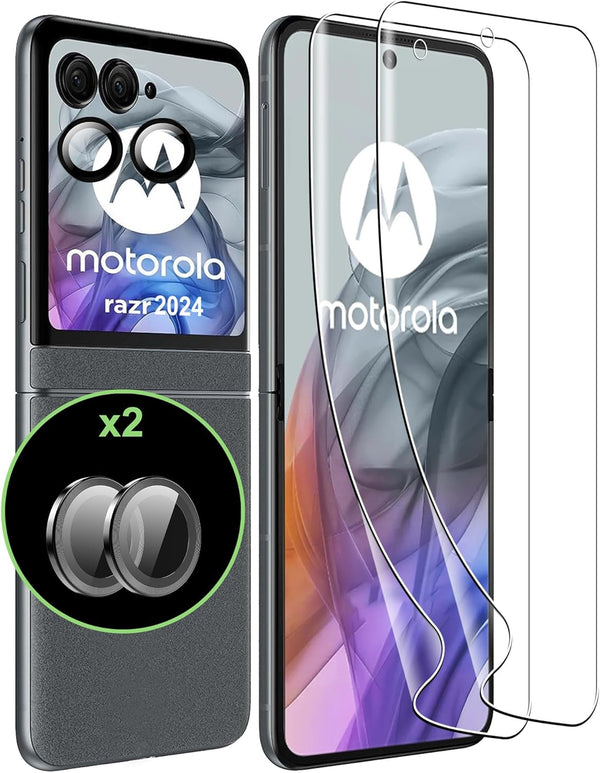 for Motorola Razr 2024/Razr+ 2024/Razr Plus Screen Protector, Self-Healing TPU Film with Camera Lens Protector