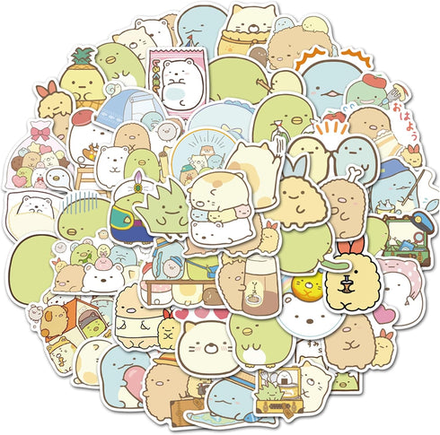 Kawaii Sumikko 50 Pcs Waterproof Removable Stickers, Stylish, Beautiful, Lovely for Boys and Girls, Durable Vinyl