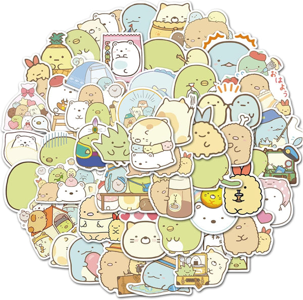 Kawaii Sumikko 50 Pcs Waterproof Removable Stickers, Stylish, Beautiful, Lovely for Boys and Girls, Durable Vinyl
