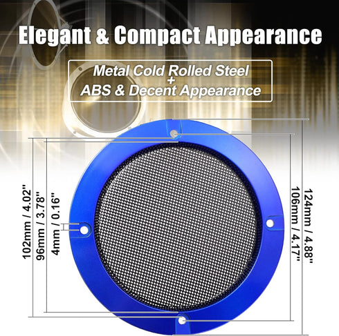 X AUTOHAUX 4 Inch Car Metal Audio Speaker Grill Cover, Mesh Woofer Horn Guard, Decorative Circle Grille Protector Blue