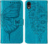 Phone Case for iPhone XR Wallet, Butterfly Floral Embossed PU Leather Flip Cover with Card Holder and Wrist Strap