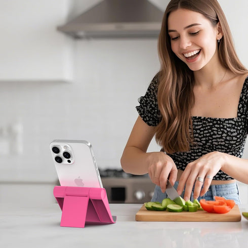 HZZADZXW Cell Phone Stand for Desk, Foldable and Adjustable Multi-Angle Holder Dock, Universal Compatibility for Most