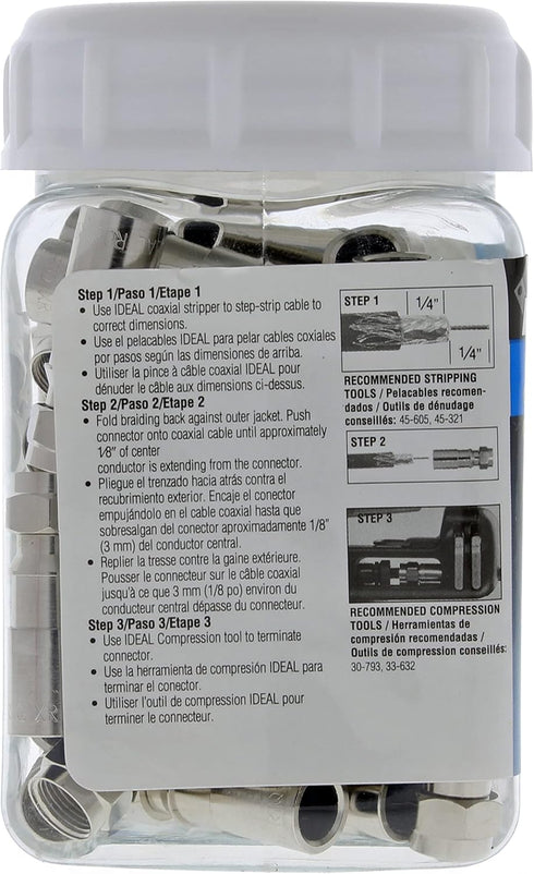 IDEAL Electrical RTQ RG-6 RTQ 92-650 Compression Connector, Pack of 50