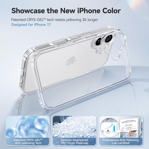 CASEKOO 17 15FT 17 6.3 inch, for iPhone Case Smooth Crystal Clear, Patented Anti-Yellow & Virgin TPU, Military-Grade