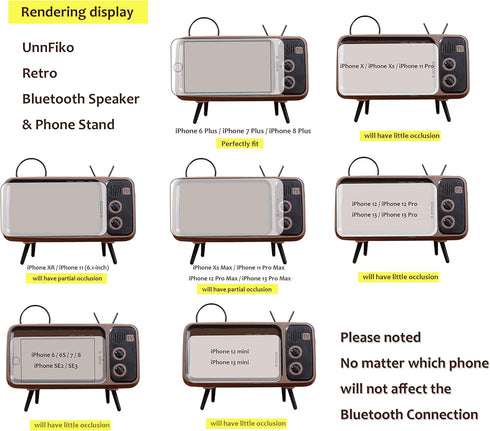 UnnFiko 12 13 14 11 Wireless Bluetooth Speakers Retro TV Style Stand Holder, Cartoon Desktop Bracket Desk Mount