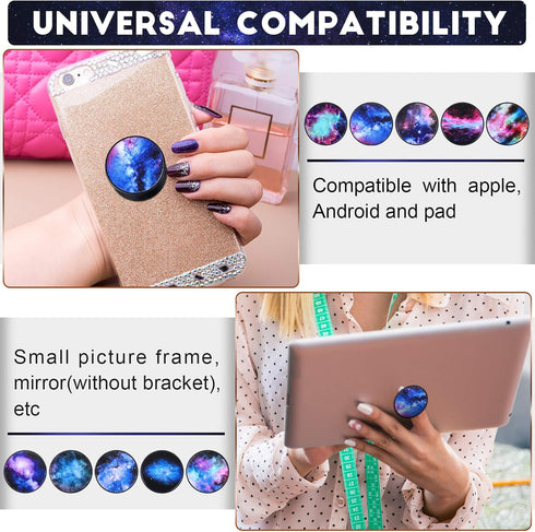 Weewooday 10 Pieces Self-Adhesive Nebula Phone Grip Holder for Smartphones and Tablets