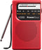 PowerBear Portable Radio | AM/FM, 2AA Battery Operated with Long Range Reception (Red)