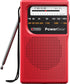 PowerBear Portable Radio | AM/FM, 2AA Battery Operated with Long Range Reception (Red)