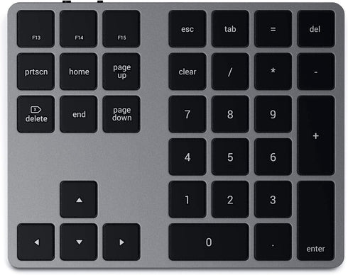 Satechi Bluetooth Extended Numeric Keypad, Slim Rechargeable 34-Key Numberpad for M2/M1 MacBook Pro/Air, Space Gray