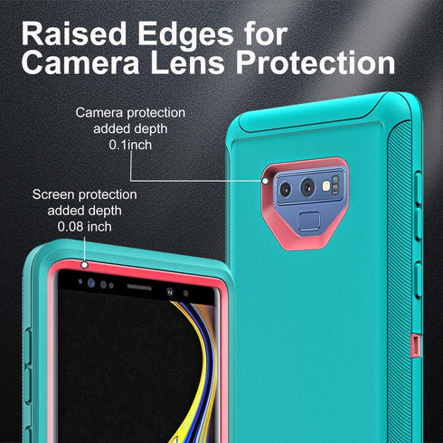 Samsung Galaxy Note 9 Case with 2Pcs Self Healing TPU Screen Protector & Camera Lens Protector (Aqua Blue/Pink)