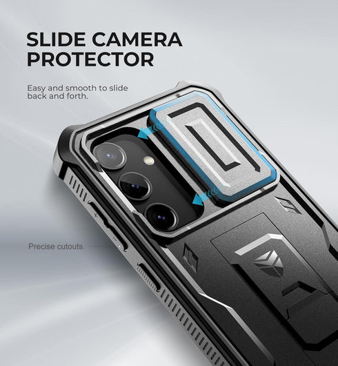 Dexnor Galaxy S24 Case - Heavy-Duty Shockproof, Full-Body Bumper, Built-in Slide Camera Cover, Screen Protector &
