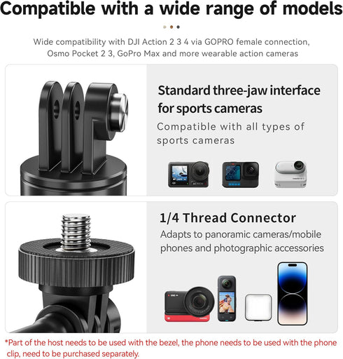 Backpack Mount Clip - for DJI OSMO Pocket 3 Magnetic Mounts 360 Rotation Action 4 Backpacks Shoulder Strap Clips Most Cameras GoPro Insta360 OSMO Pocket Accessories