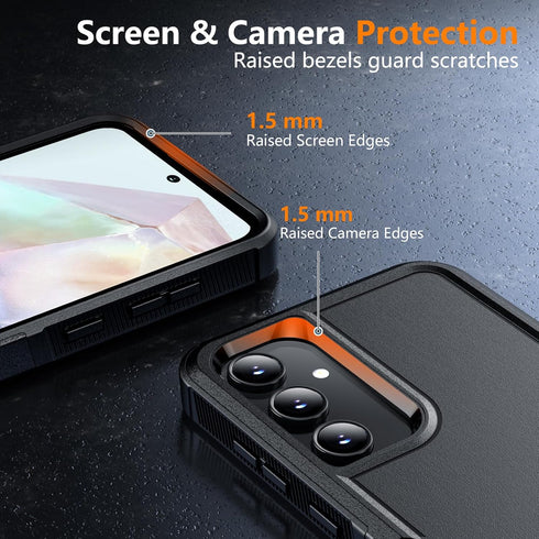 SPIDERCASE Heavy Duty Shockproof Case for Samsung Galaxy A35 5G, Black, 12 FT Military Grade Drop Protection