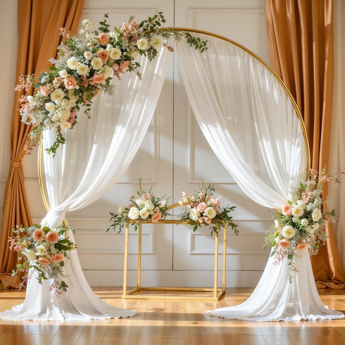 PARTISKY Wedding Arch Draping Fabric, 1 Panel 18FT White Chiffon Drapery Decorations for Ceremony Reception