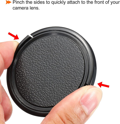 PATIKIL Camera Lens Cap, 4 Pack Sides Pinch Front Cover with Microfiber Cleaning Cloth for 46mm Universal DSLR Lenses