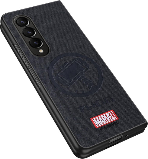 Case for Samsung Galaxy Z Fold 3 5G, Superhero Character Compatible Leather Case, Black