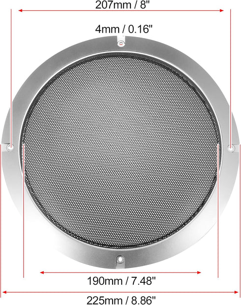 X AUTOHAUX 8" Round Speaker Grille Cover Mesh Trim, Silver Tone Subwoofer Grille Horn Protective Guard for Car Stereo