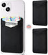 2Pack Leather Phone Wallet, Adhesive Stick On Credit Card Holder for Back of iPhone and Android Phone Case-Black