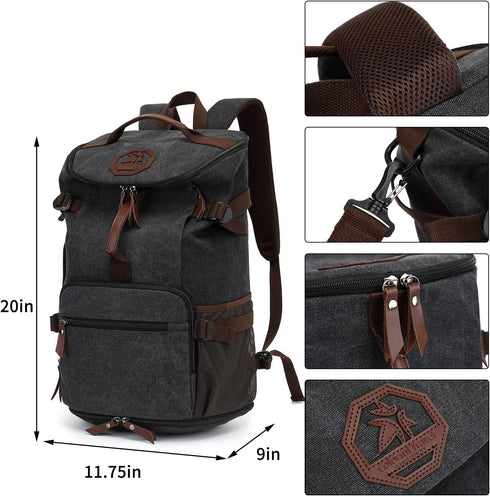 Backpack 4-Way Kalesi Gym Duffle Bag Vintage canvas with Shoes Compartment for travel Sport Hiking laptop (Vintage