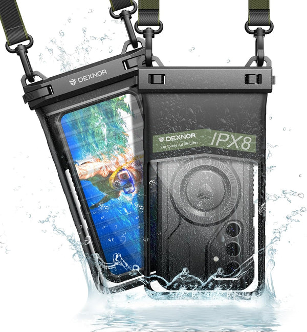 Dexnor IP68 Waterproof Phone Pouch, Universal Cellphone Dry Bag Case for iPhone 15 14 13 Pro Max, Black